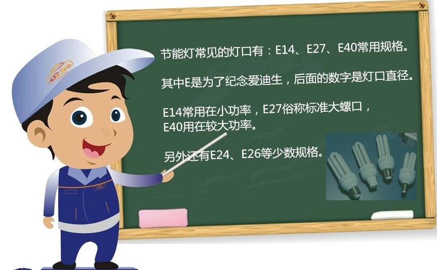 選購(gòu)節(jié)能燈要注意燈口型號(hào)和尺寸 E14、E27、E40螺旋燈口